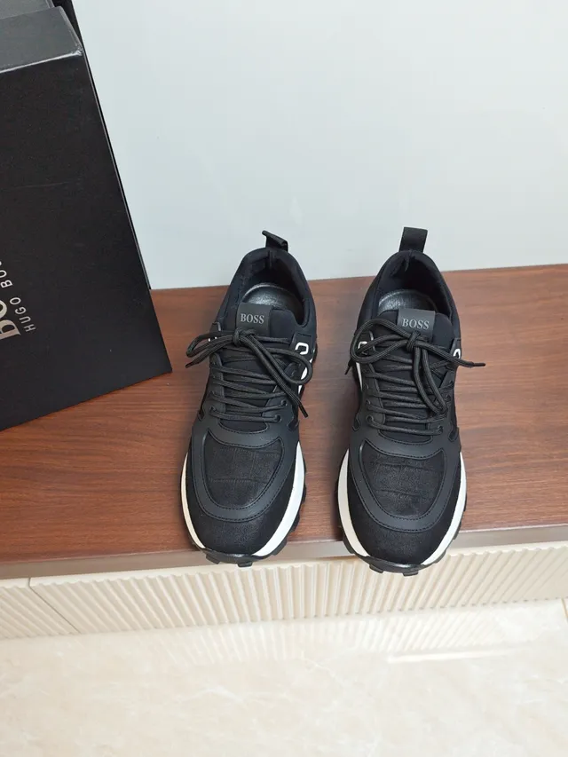 Hugo Boss Black Textured Upper White Midsole Lifestyle Sneakers