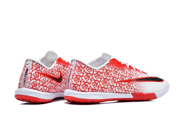 Nike Mercurial Red White Low-Cut Synthetic Upper Indoor Soccer Shoes