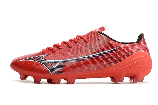 Mizuno Red Silver Low-Cut Synthetic Upper Conical Studs Firm-Ground Soccer Shoes