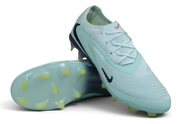 Nike Phantom GT Blue Yellow Knit Upper Translucent Sole Firm-Ground Soccer Shoes