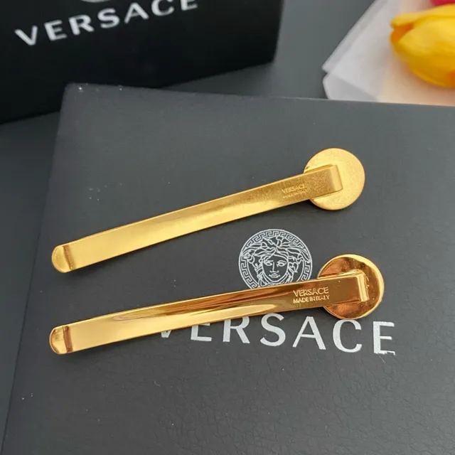 Versace Medusa Head Gold Tone Hairpin Brooch