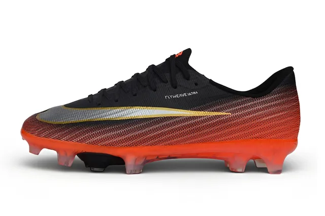 Nike Orange Black Flyweave Knit Upper Translucent Soleplate Firm-Ground Soccer Shoes