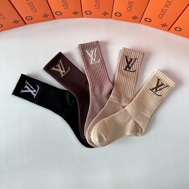 Louis Vuitton Monogram Ribbed Knit Crew Socks