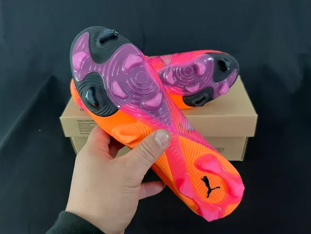 Puma Future Z Orange Purple Knit Upper High-Cut Sock Collar Firm-Ground Soccer Shoes