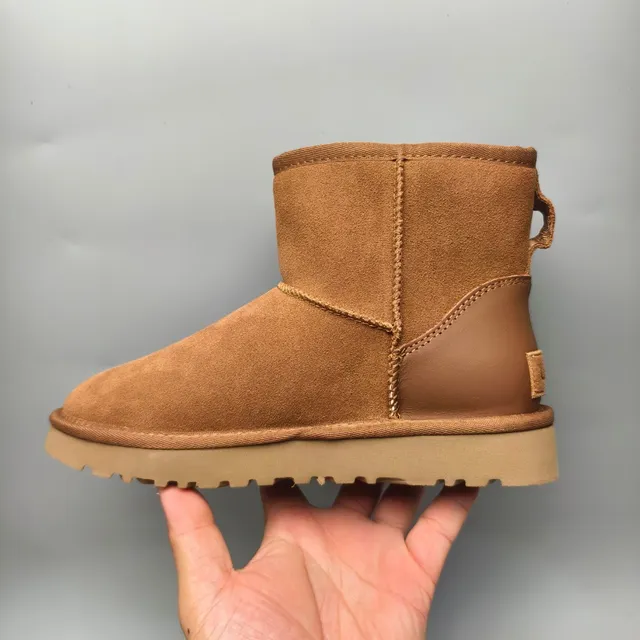 UGG Brown Beige Suede Upper Shearling Trim Ankle Boots