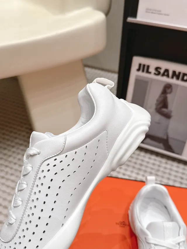 Jil Sander Perforated Leather White Lifestyle Sneakers
