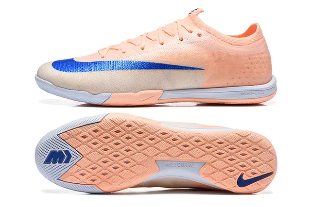 Nike Mercurial Orange Blue Knit Upper Synthetic Overlay Indoor Soccer Shoes