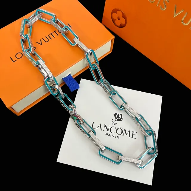 Lancôme Enamel Monogram Link Necklace