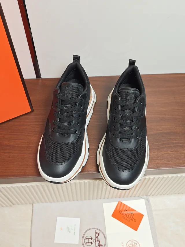 Hermès Black and White Platform Sneaker