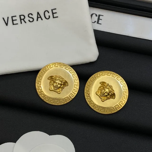 Versace Medusa Brooch Gold Silver Circular Medallion Head Motif Brooch