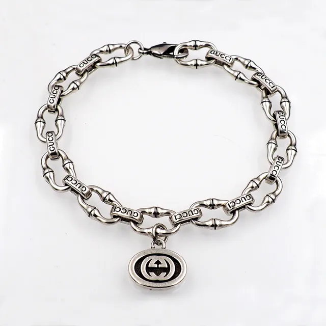 Gucci Bamboo-Link Engraved Double G Charm Bracelet