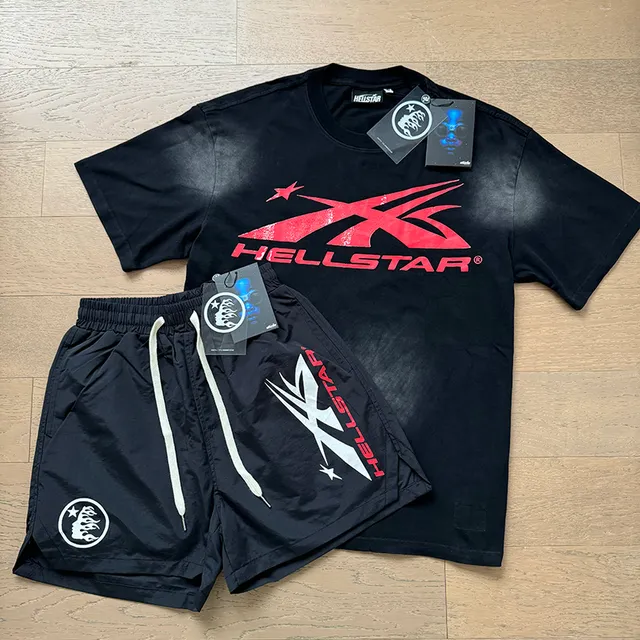 Hellstar Graphic-Print Crewneck T-Shirt and Drawstring Shorts Casual Set