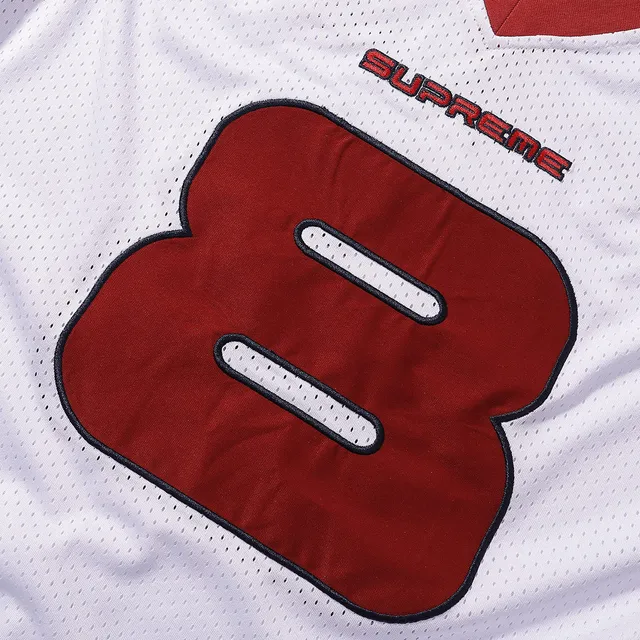 Supreme Rose Collaboration White Red V-Neck Mesh Construction Jersey
