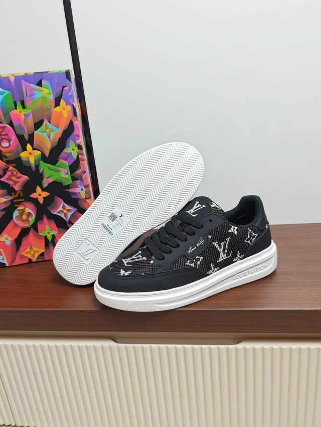 Louis Vuitton Black White Monogram Jacquard Upper Platform Sole Lifestyle Sneakers