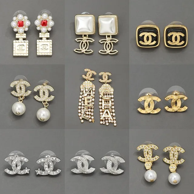 Chanel CC Logo Pearl and Crystal Earrings