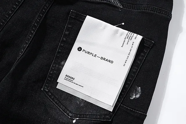 Purple Brand Distressed Paint-Splattered Black Denim Jeans