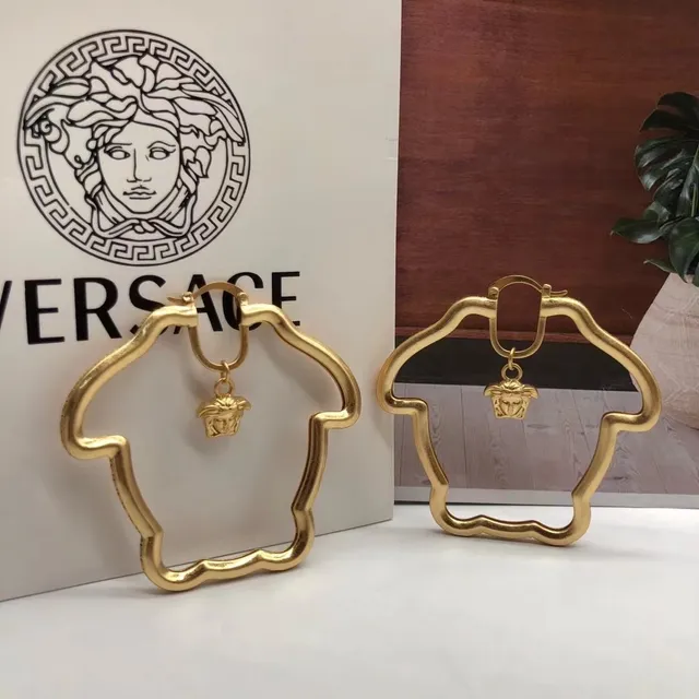 Versace Medusa Hoop Gold Irregular-Shaped Dangling Charm Earrings