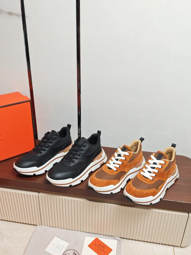 Hermès Black and White Platform Sneaker