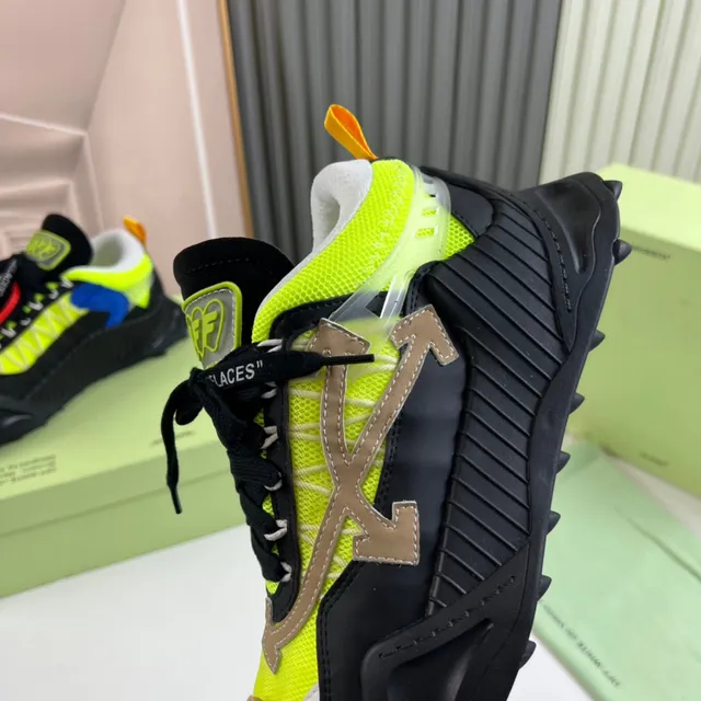 Off-White Industrial Runner Neon Yellow Black Chunky Sneakers