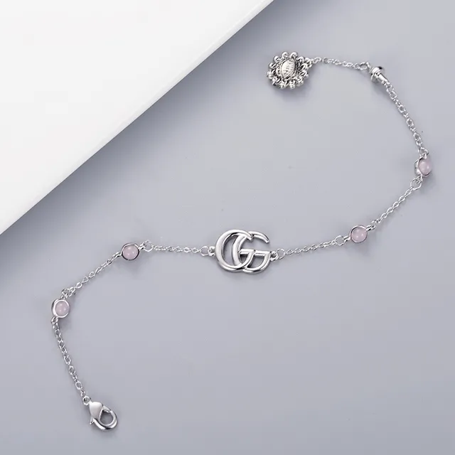 Gucci Silver Blue Chain Interlocking GG Logo Bracelet