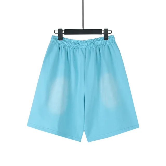 Light Blue Tribal Flame Graphic Shorts