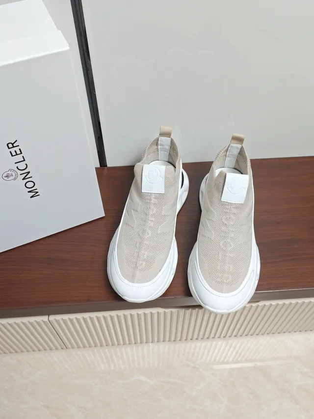 Moncler Slip-On Knit Beige and White Lifestyle Sneakers