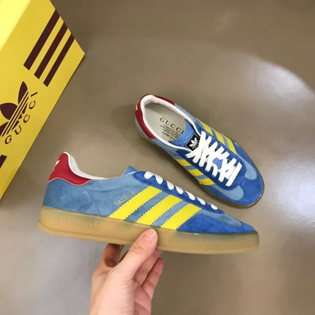 Adidas Blue Yellow Suede Upper Three-Stripe Side Lifestyle Sneakers