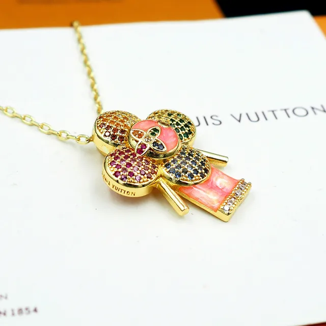 Louis Vuitton Flower Motif Multicolor Crystal Enamel Necklace