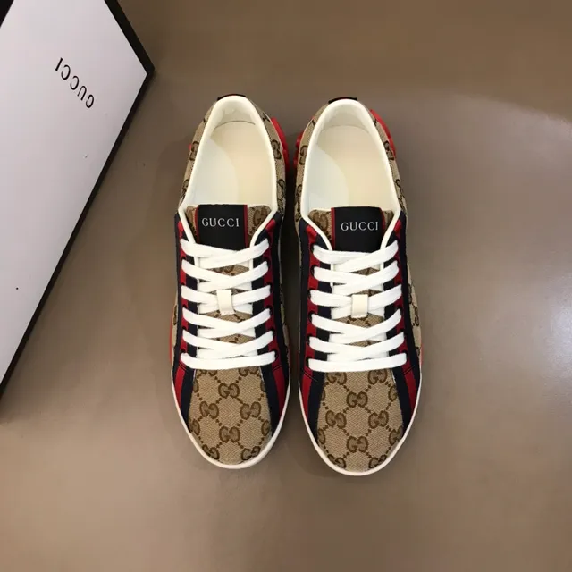 Gucci Screener Beige GG Monogram Web Stripe Lifestyle Sneakers