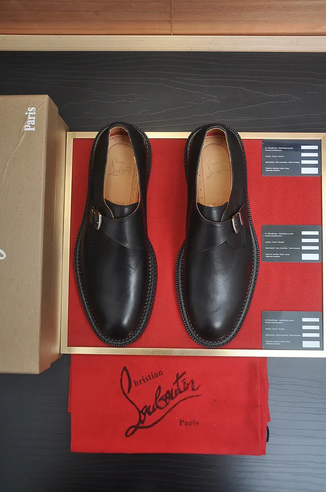 Christian Louboutin Single Monk Strap Black Leather Monk Shoes