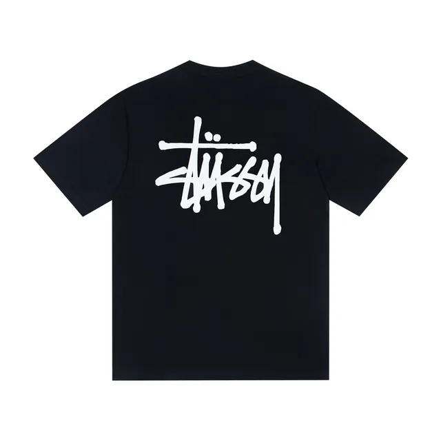 Stussy Stock Logo White and Black T-Shirt