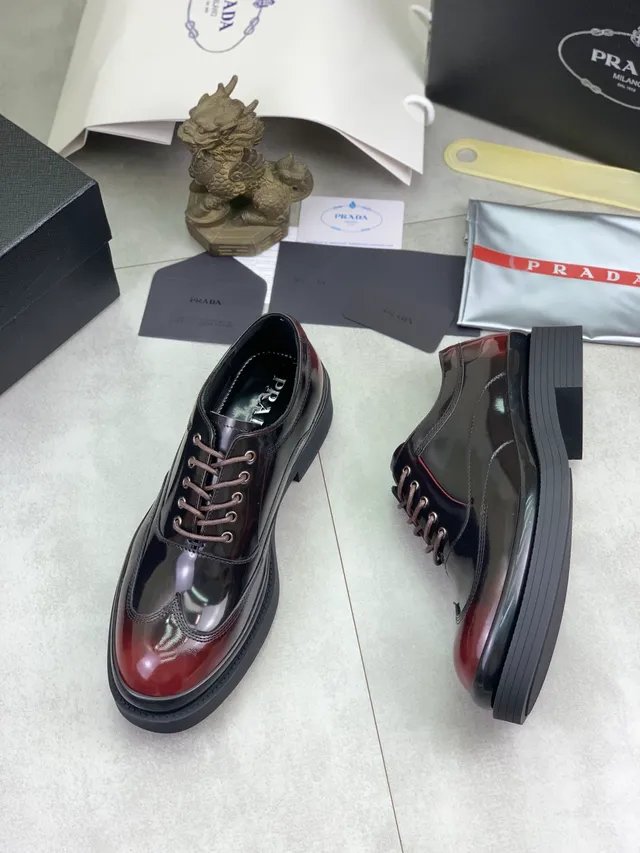 Prada Two-Tone Glossy Patent Oxford Shoes
