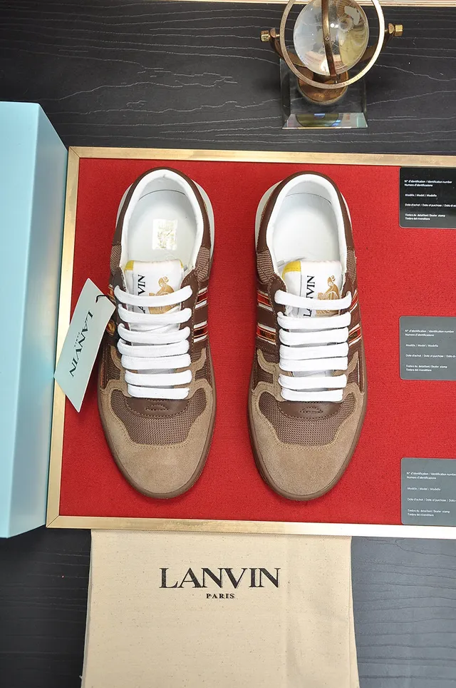 Lanvin Brown and Gold Stripe Lifestyle Sneakers
