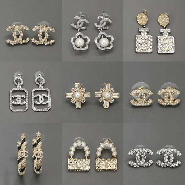 Chanel CC Logo Pearl and Crystal Earrings