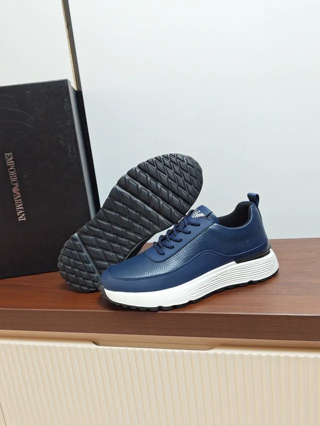 Emporio Armani Navy Leather Lifestyle Sneaker