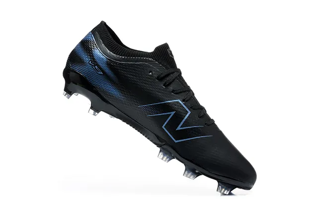 New Balance Furon Black Blue Low-Cut Knit Upper Molded Conical Studs Firm-Ground Soccer Shoes