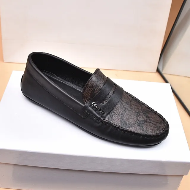 Coach Penny Loafer Black Brown Signature C Monogram Canvas Loafer