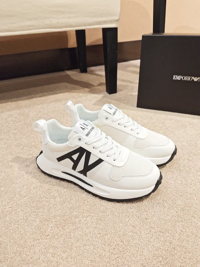 Armani Exchange AX Logo White and Black Lifestyle Sneakers