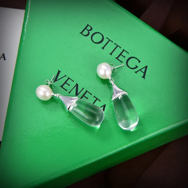 Bottega Veneta Transparent Teardrop and Pearl Drop Earrings