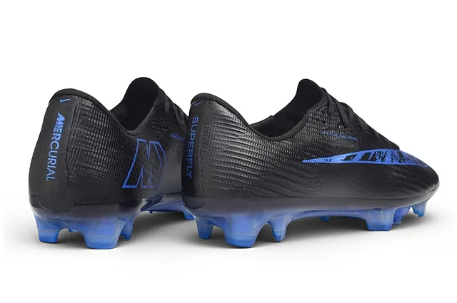 Nike Black Blue Flyweave Upper Translucent Soleplate Firm-Ground Soccer Shoes