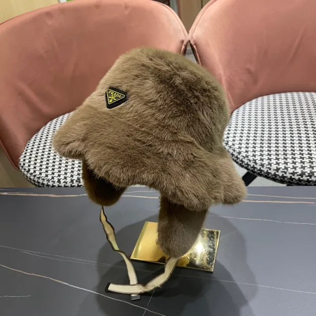 Brown Beige Fur-Lined Ear-Flap Beanie