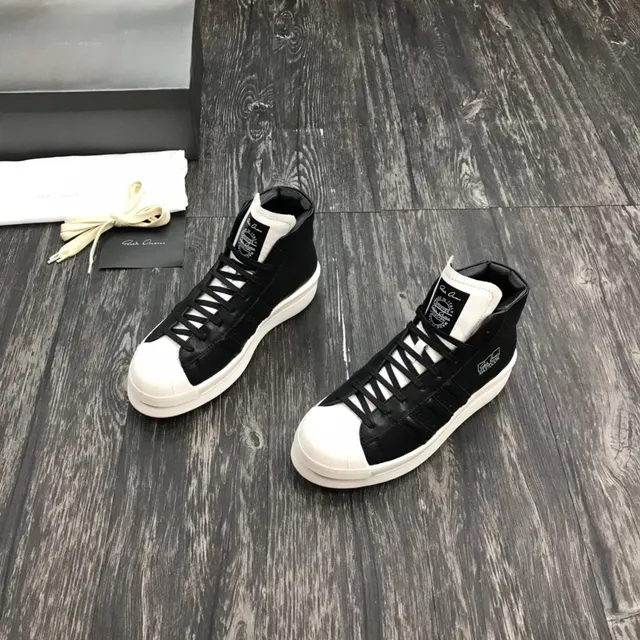 Adidas x Rick Owens Superstar Hi Black and White Lifestyle Sneakers