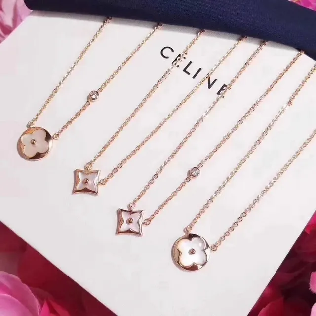 Céline Triomphe Floral Mother-of-Pearl Pendant Necklace