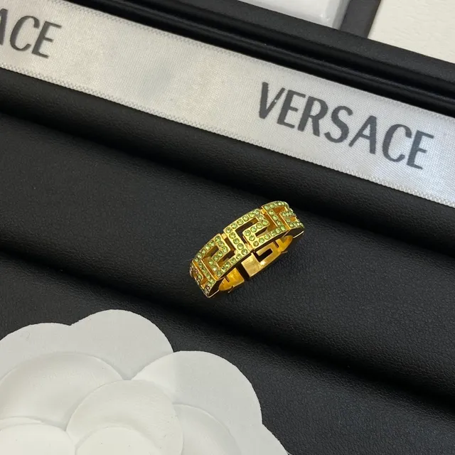 Versace Greca Odissea Crystal-Encrusted Gold-Tone Ring