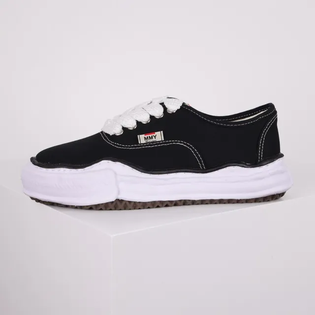 MMY Black White Canvas Upper Thick Wavy Midsole Sneakers