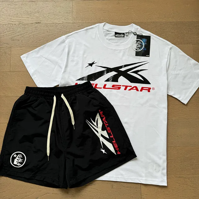 Hellstar Graphic-Print Crewneck T-Shirt and Drawstring Shorts Casual Set