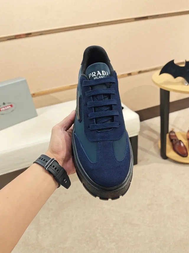 Prada Cloudbust Navy and Teal Platform Lifestyle Sneakers