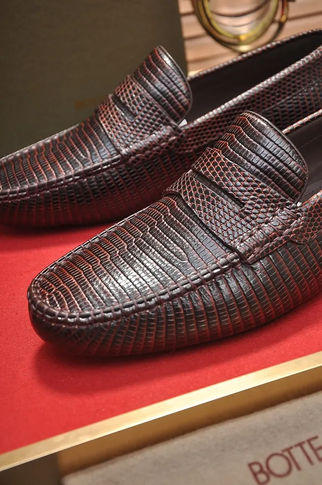 Bottega Veneta Brown Red Intrecciato-Textured Penny Strap Loafer