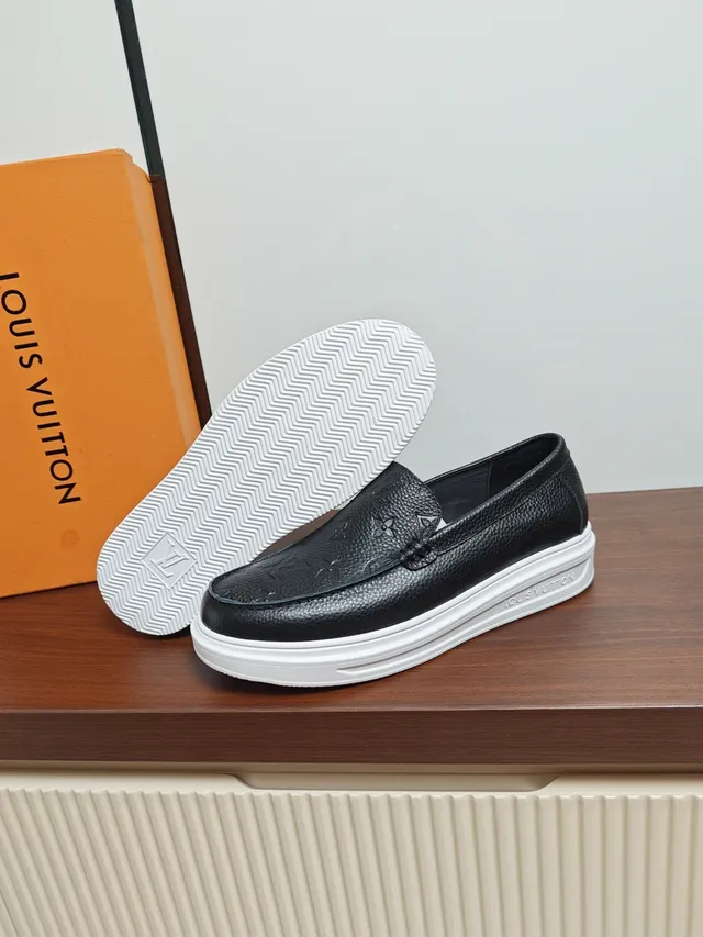 Louis Vuitton Run Away Black Monogram Leather Platform Loafers