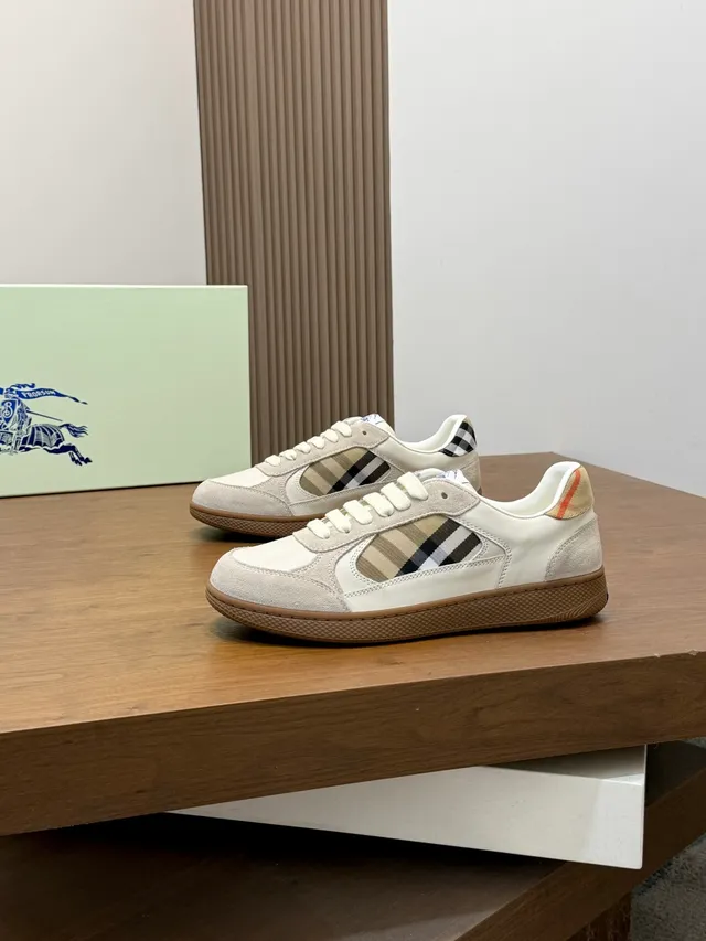 Burberry Check-Paneled Off-White Lifestyle Sneakers
